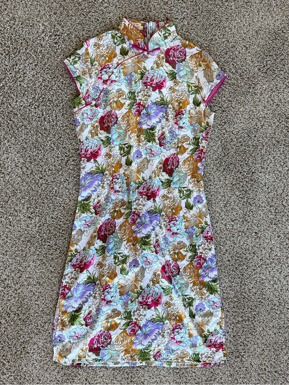 LAOGUDAI multicolor cheongsam qi pao traditional Asian dress L